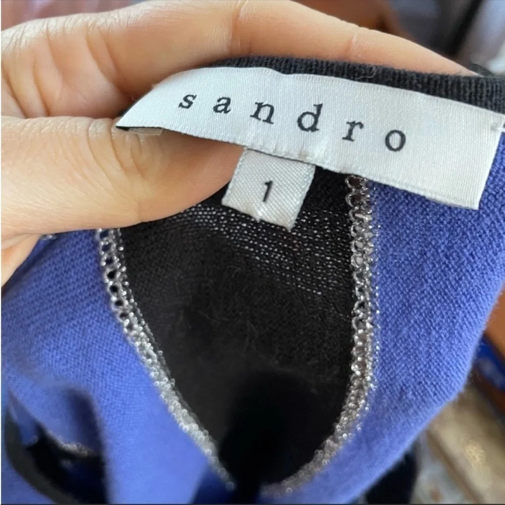 Sandro Off the Shoulder Striped Sweater Size 1 - Picture 5 of 9